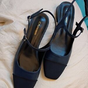 New, Never Worn Paravano Navy Slingbacks